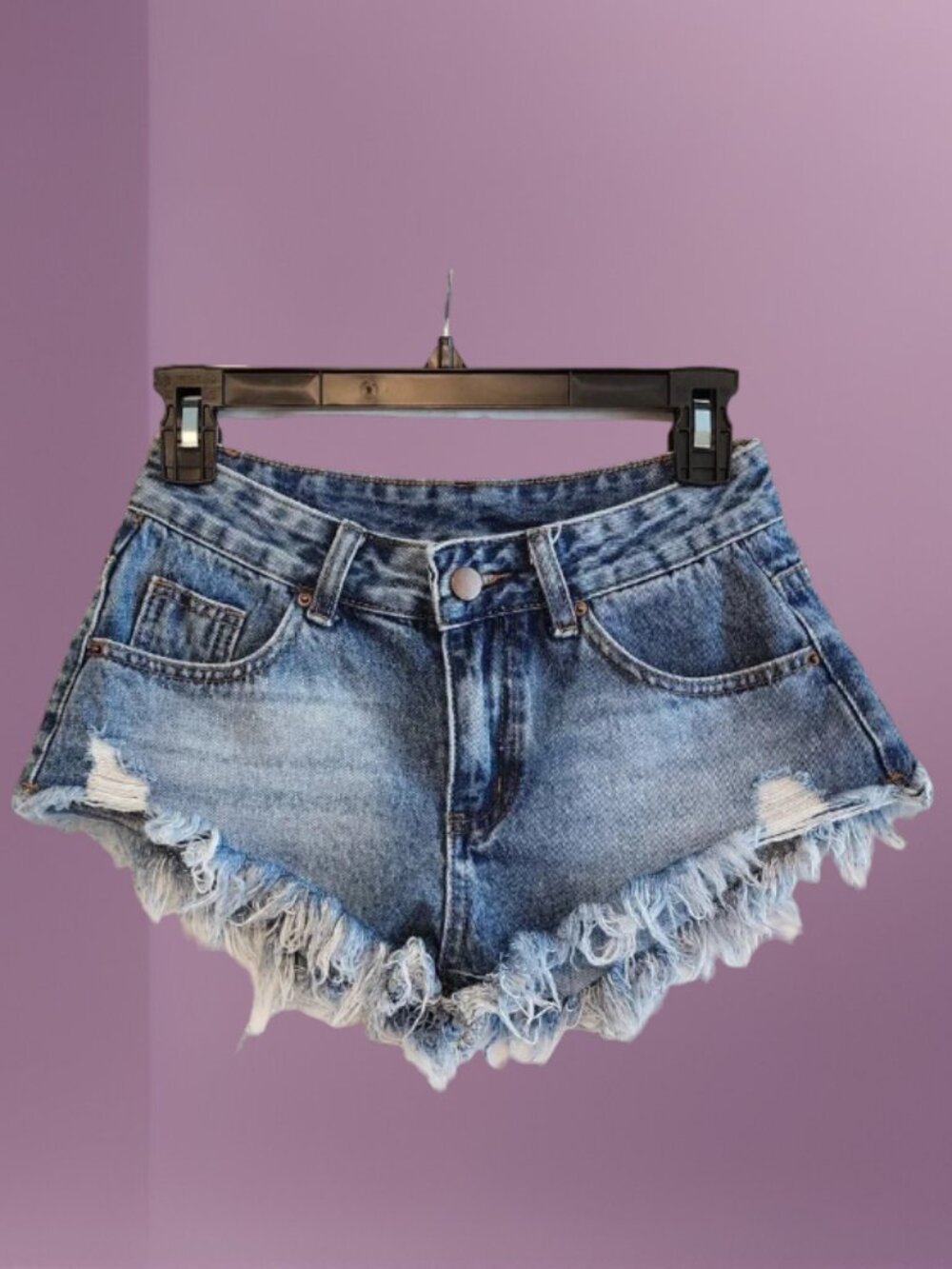 SHEIN 26 Blue Jean Shorts Raw Hem